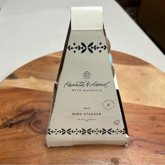 Hearth & Hand with Magnolia Toy Rainbow Wooden Ring Stacker 7pc NEW WITH DEFECT - Picture 3 of 9